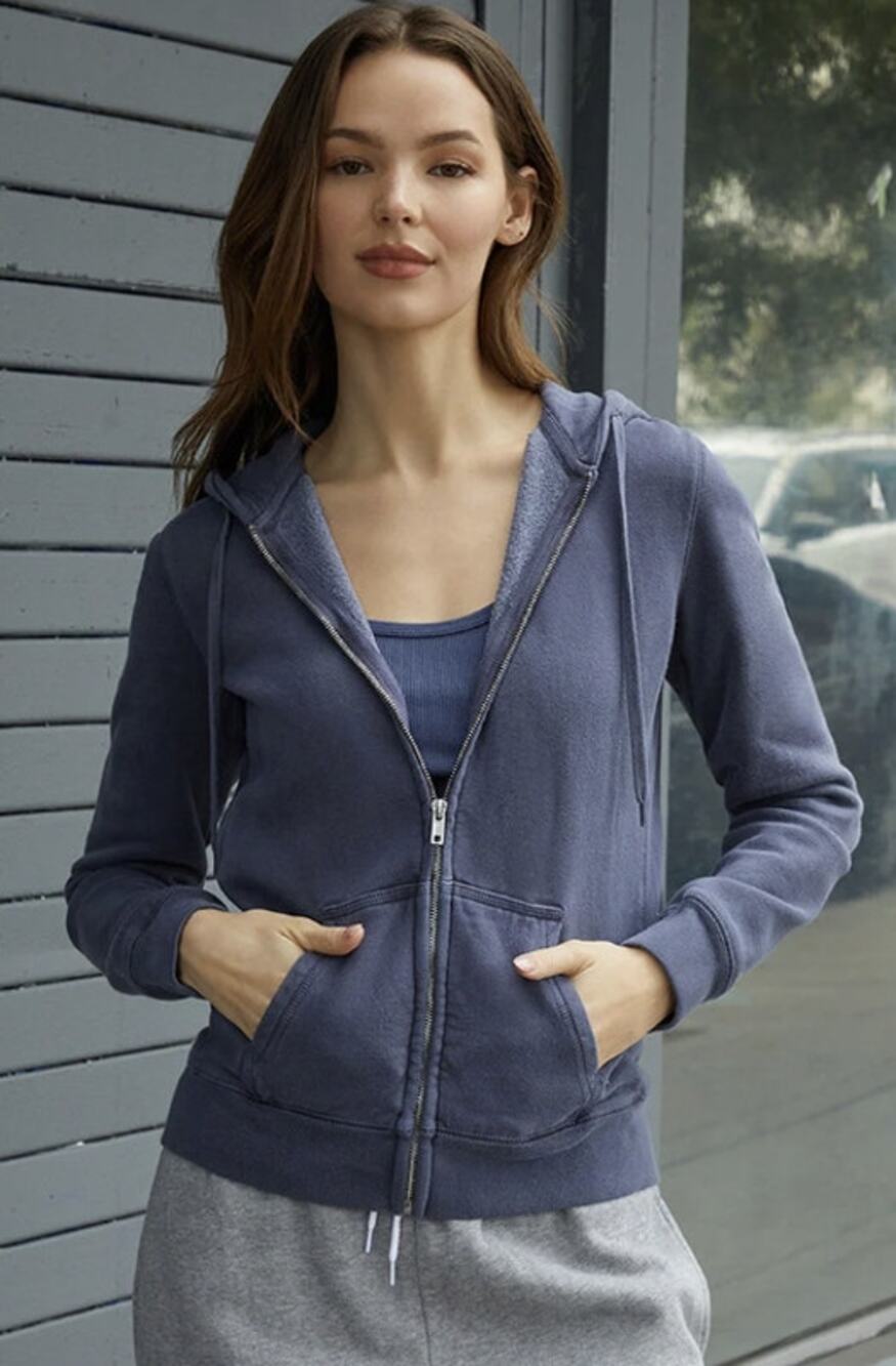 John Galt Women's One Size Washed Navy Full Zip-Up Hoodie HR13-35